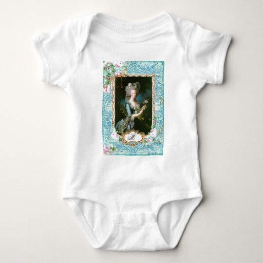 Marie Antoinette with Pink Roses and Lace Baby Bodysuit