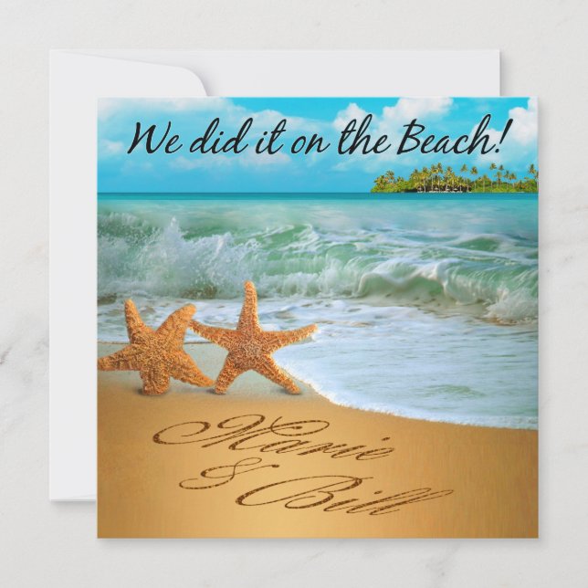 Marie & Bill Starfish Couple Beach Reception Invitation (Front)