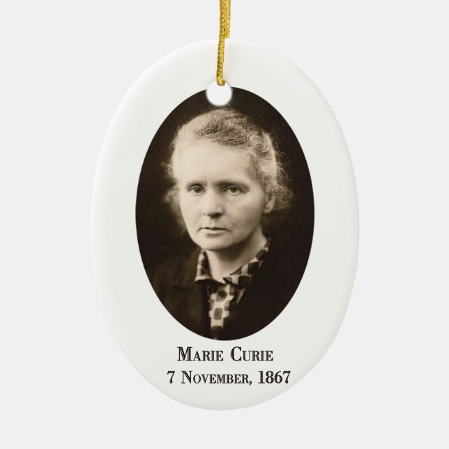 Marie Curie Ceramic Tree Decoration (Front)