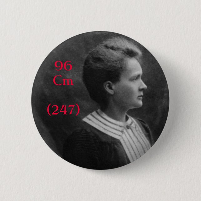 Marie Curie Curium 6 Cm Round Badge (Front)