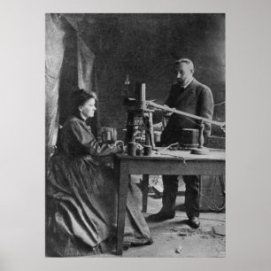 Marie Curie with husband Poster
