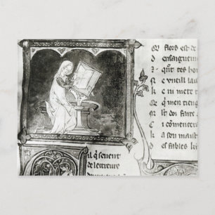 Marie de France writing Postcard