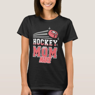 Marie Hockey Mom With Puck Womens T-Shirt