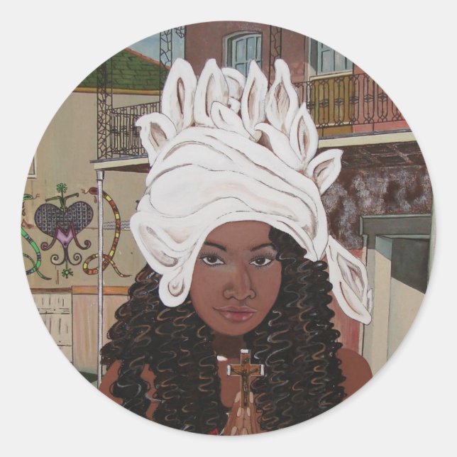 Marie Laveaux in the French Quarter Classic Round Sticker (Front)