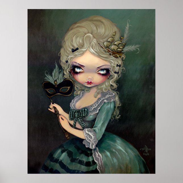 Marie Masquerade lowbrow gothic Rococo Art Print (Front)