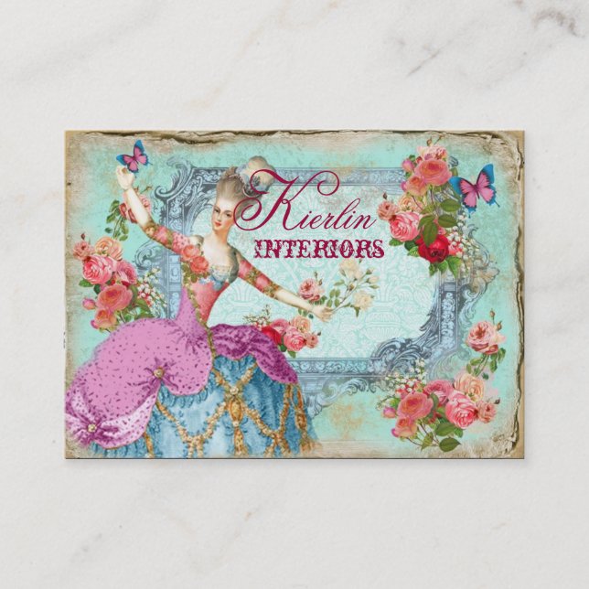 Marie Vintage Butterfly Business Card (Front)