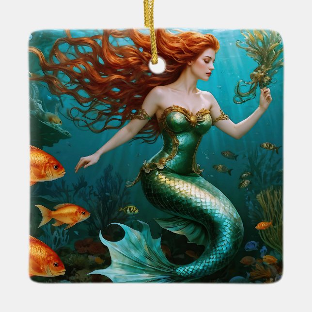 “Marielle” – Beautiful Dancing Mermaid Ceramic Ornament (Front)