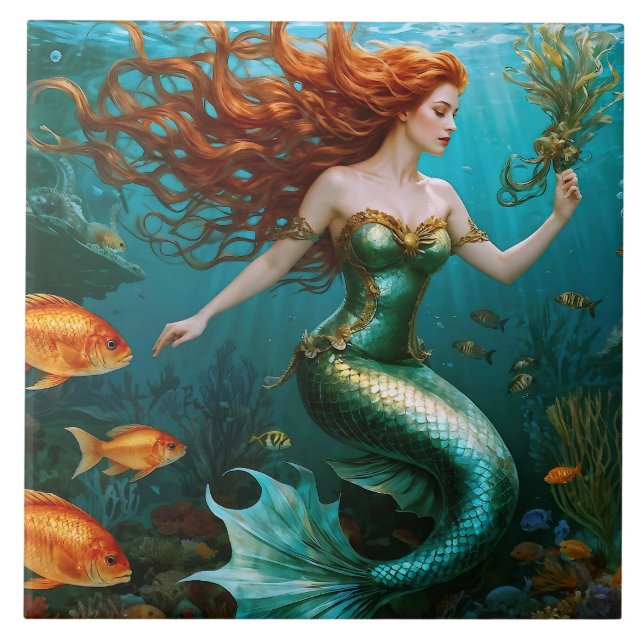 “Marielle” – Beautiful Dancing Mermaid Tile (Front)