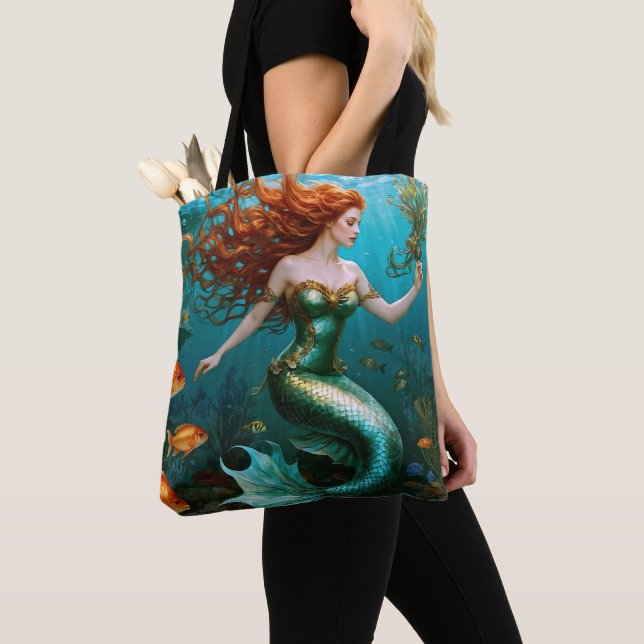“Marielle” – Beautiful Dancing Mermaid Tote Bag (Close Up)
