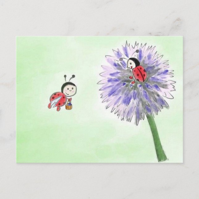 Marienkäfer Blumen Postkarte gruss Postcard (Front)