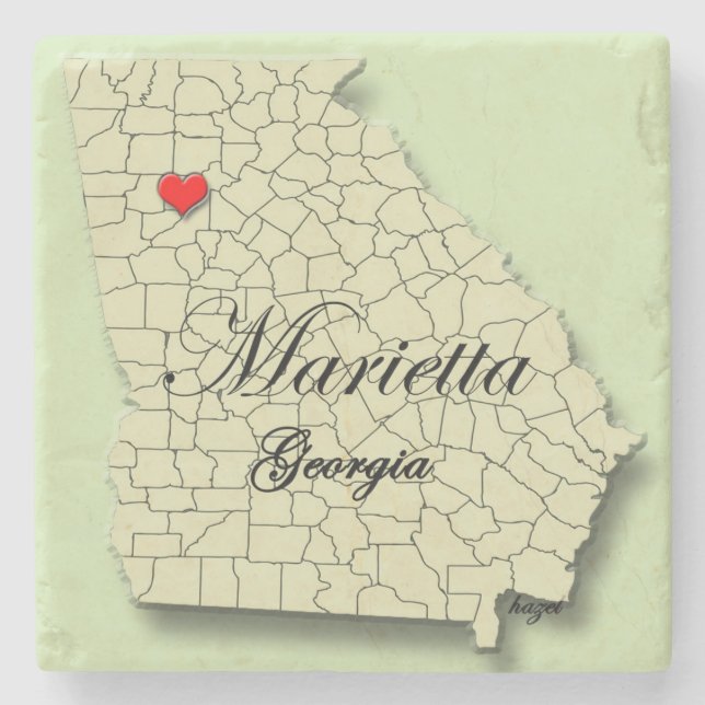 Marietta, Georgia. Map, Marble Coasters (Front)