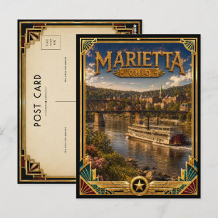 Marietta Ohio Vintage Art Deco Golden Age Postcard