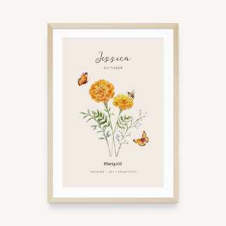 Marigold Birth Month Flower Poster