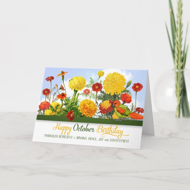 Marigold Birthday Garden for October Card (Front)