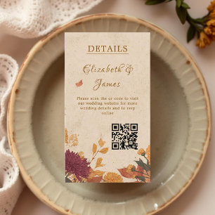 Marigold Border Rustic Boho Autumn Floral Wedding  Enclosure Card