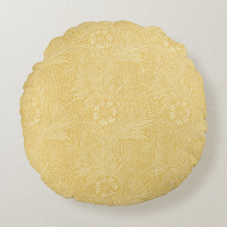 Marigold by William Morris, Vintage Garden Flowers Round Cushion