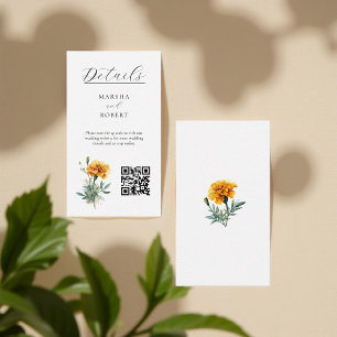 Marigold Elegant Watercolor Floral Yellow Wedding Enclosure Card