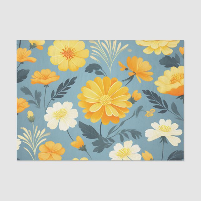 Marigold Floral Pattern Tissue Paper (Front)