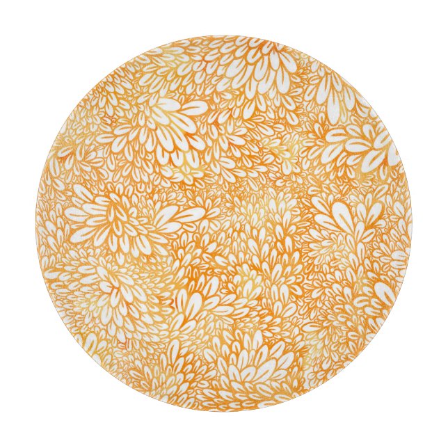 Marigold Floral: Simple Orange Pattern Cutting Board (Front)