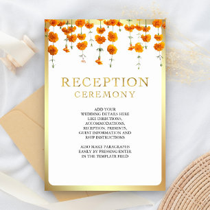 Marigold Floral South Indian Wedding Reception Enclosure Card