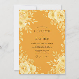 Marigold Flower Eucalyptus Wedding Invitation