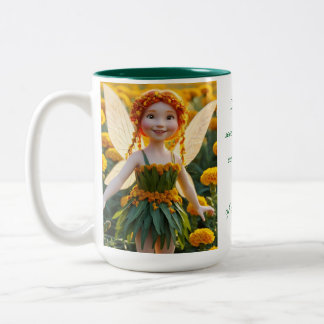 Marigold Flower Fairy  Two-Tone Coffee Mug