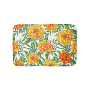 Marigold Flower Pattern Bath Mat