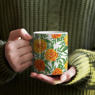 Marigold Flower Pattern Coffee Mug