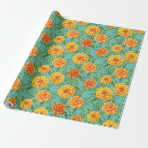 Marigold Flower Pattern Wrapping Paper