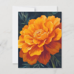 Marigold Flower   Watercolor Floral Painted Thank You Card