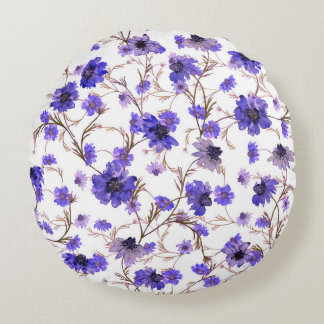 Marigold flowers, floral seamless wallpaper round cushion