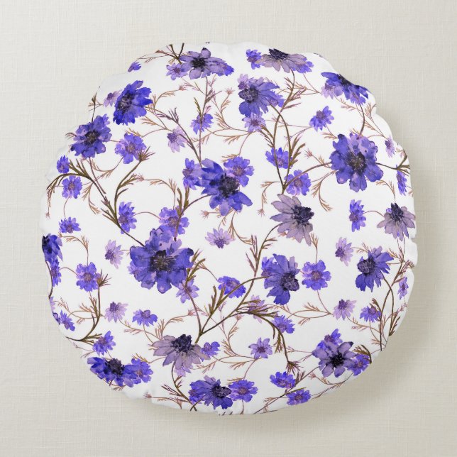 Marigold flowers, floral seamless wallpaper round cushion (Front)