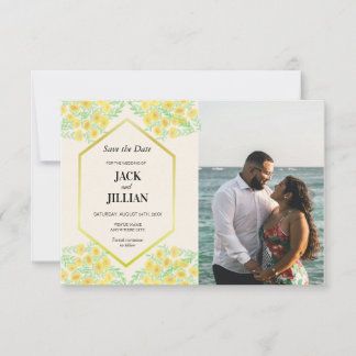 Marigold Flowers Frame Wedding Save the Date Card