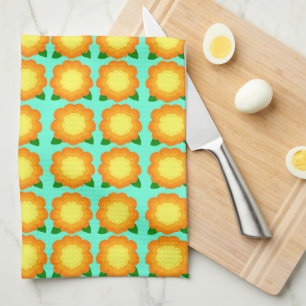 Marigold Flowers Tea Towel