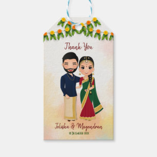 Marigold garlands with Hindu couple Tamil wedding  Gift Tags