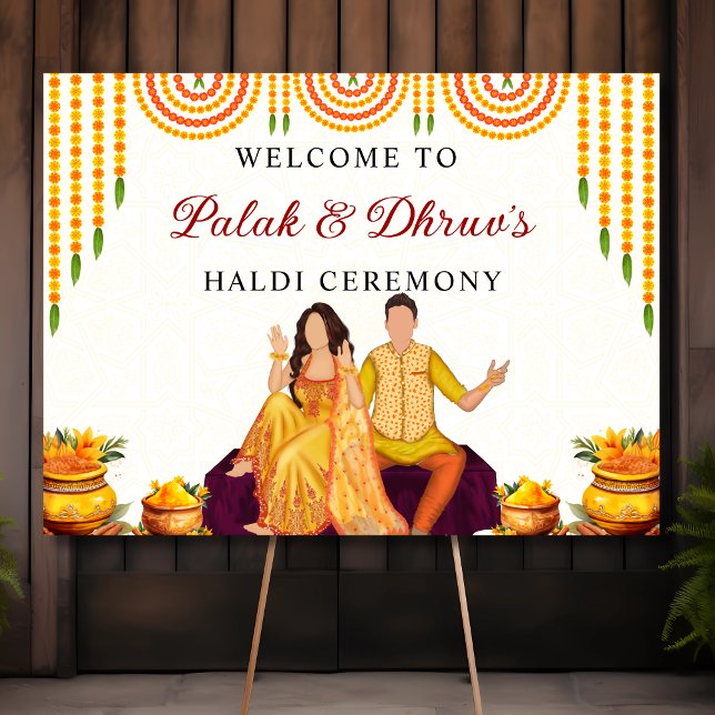 Marigold Joint Haldi ceremony welcome sign (Creator Uploaded)