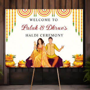 Marigold Joint Haldi ceremony welcome sign