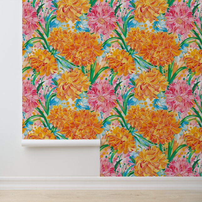 Marigold Meadow Painting Wallpaper (Application)