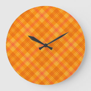Marigold Medley Orange Tartan Round Wall Clock