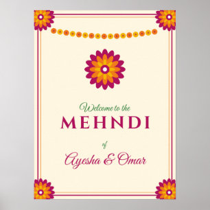 Marigold Mehndi Welcome Sign Desi Wedding Henna