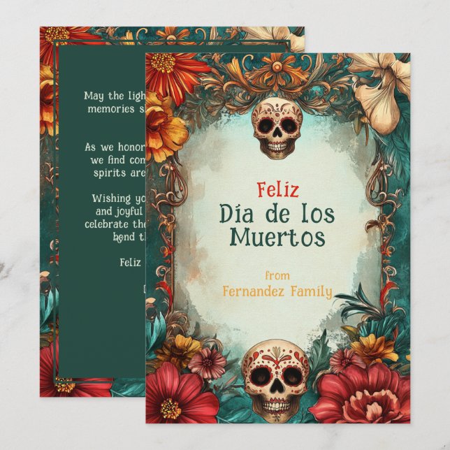 💀🎉Marigold Memoir Día de Muertos Card (Front/Back)