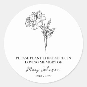 Marigold Memorial Funeral Seed Packet Classic Round Sticker