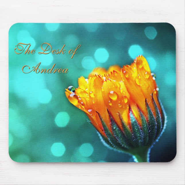 Marigold on Aqua Mouse Mat (Front)