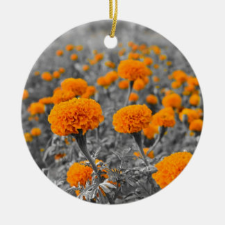 Marigold or Tagetes flowers Ceramic Tree Decoration