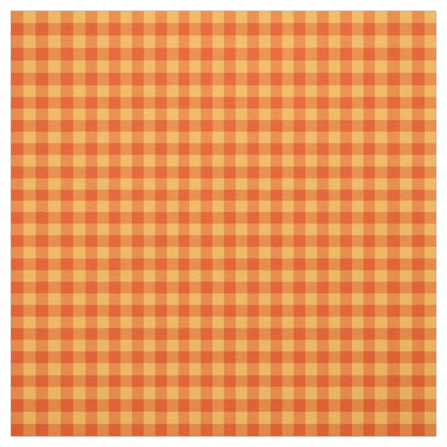 Marigold Orange and Yellow Check Gingham Pattern Fabric (Swatch)