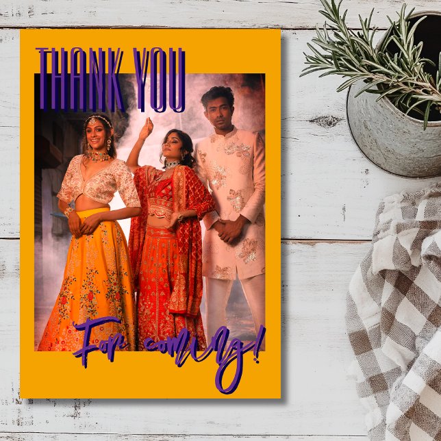 Marigold Orange Diwali Festival Family Photo Thank You Card (Creator Uploaded)