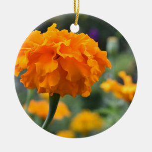 Marigold Orange Flower Nature Photography Garden Ceramic Tree Decoration