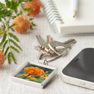 Marigold Orange Flower Nature Photography Garden Key Ring