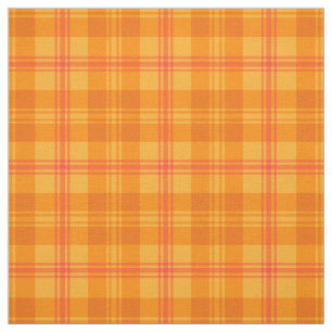 Marigold Orange, Red and Yellow Plaid Pattern Fabric