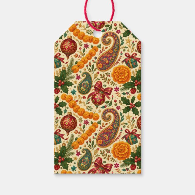 Marigold Paisley Christmas Gift Tags (Front)
